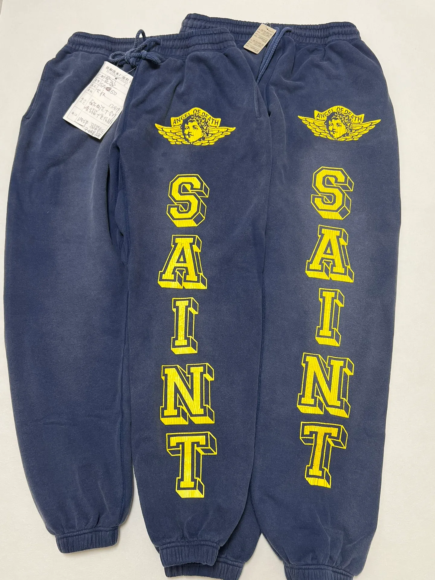 Zp vs proofing SAINT M×××××× ANGEL SWEATER PANTS/NAVY Angel Reborn Blue Sweatpants Washed Blue S-XL